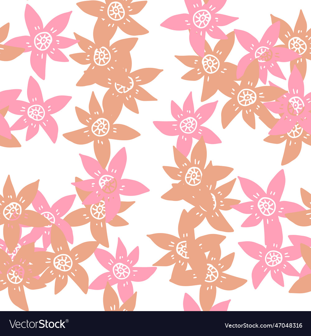 Abstract Colorful Doodle Flower Seamless Pattern Vector Image