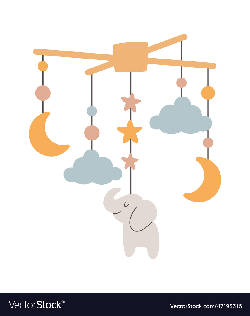 Baby crib mobile with elephant