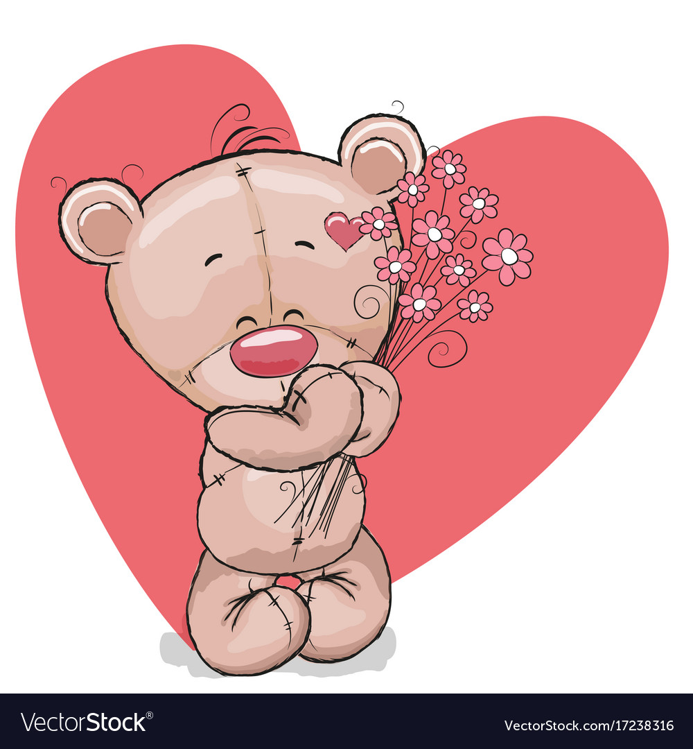 Bear with flowers Royalty Free Vector Image - VectorStock