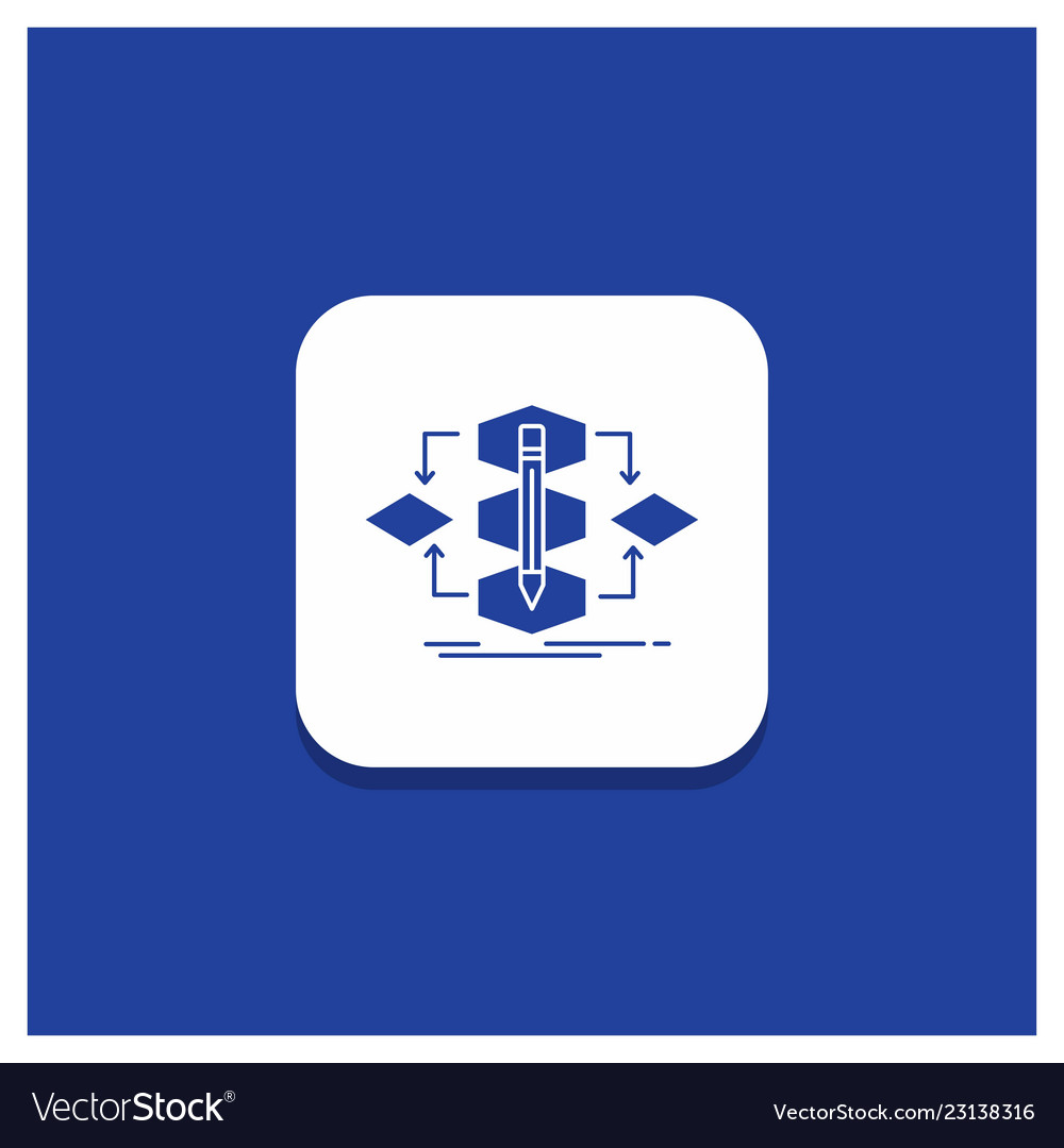 Blue round button for algorithm design method vector image Blue round button for algorithm design method