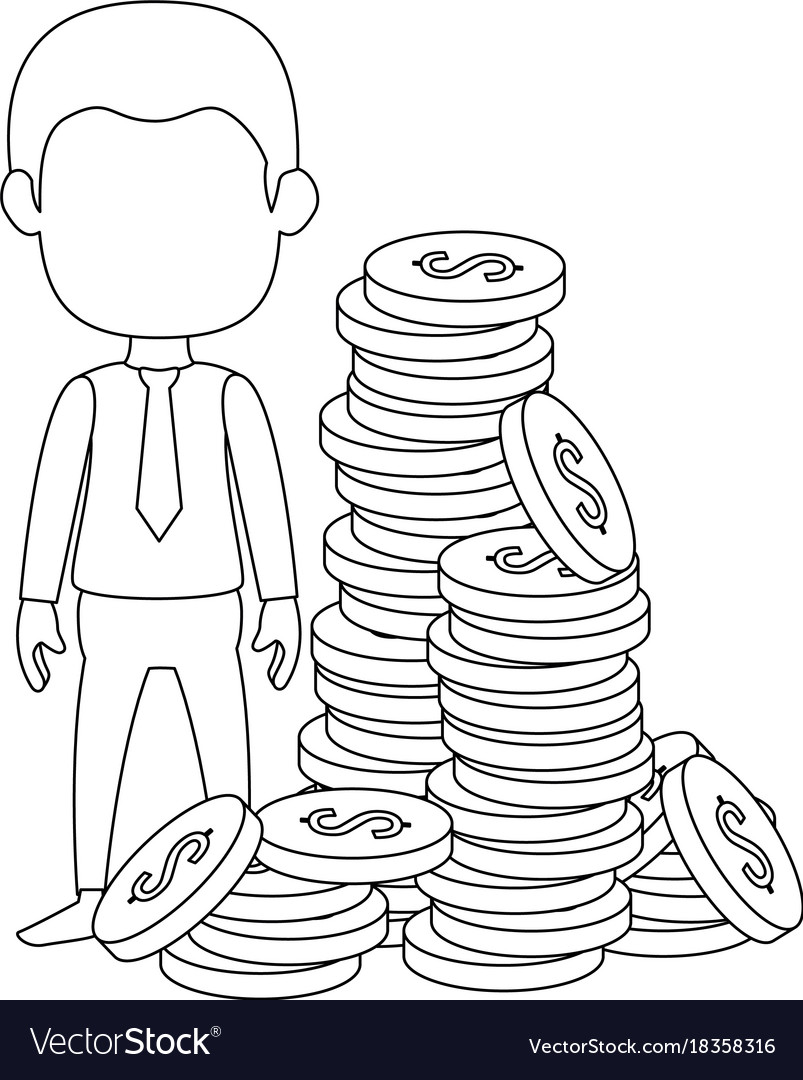 Businessman with coins avatar character Royalty Free Vector