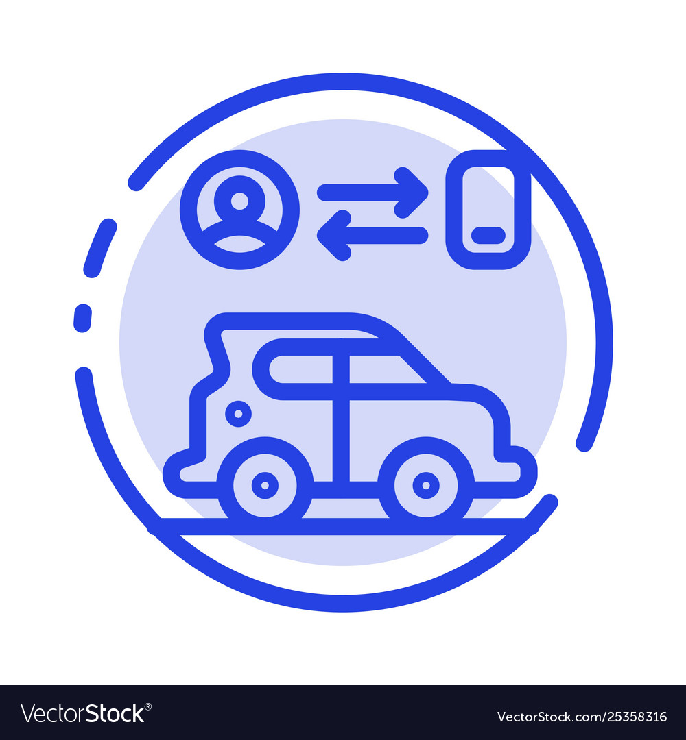 Car transport man technology blue dotted line