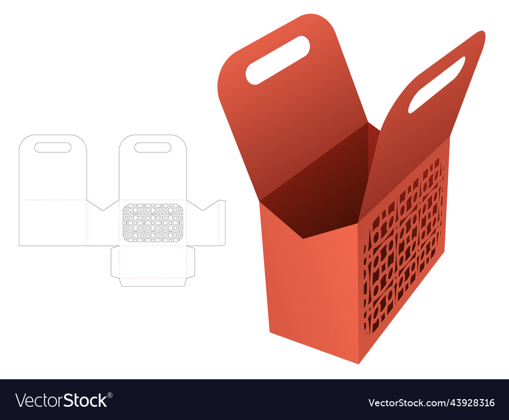 Cardboard handle container with stenciled pattern Vector Image Cardboard handle container with stenciled pattern