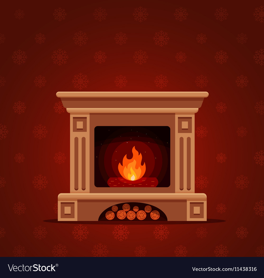 Christmas Fireplace Room Interior Royalty Free Vector Image