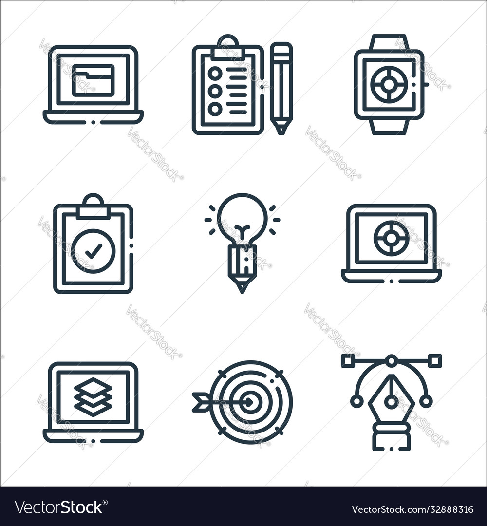 Design thinking line icons linear set quality Vector Image Design thinking line icons linear set quality
