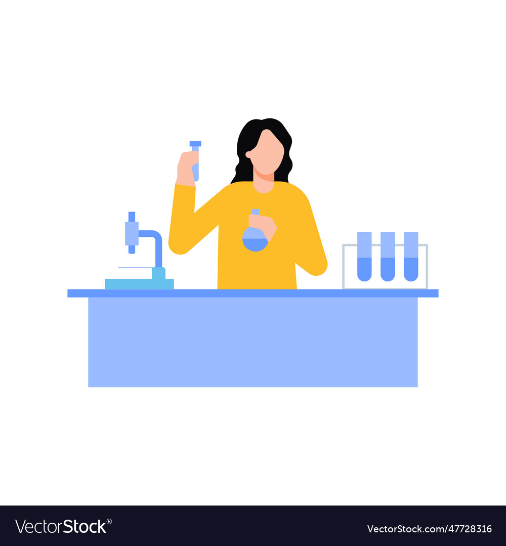 Girl is doing experiments in the lab Royalty Free Vector