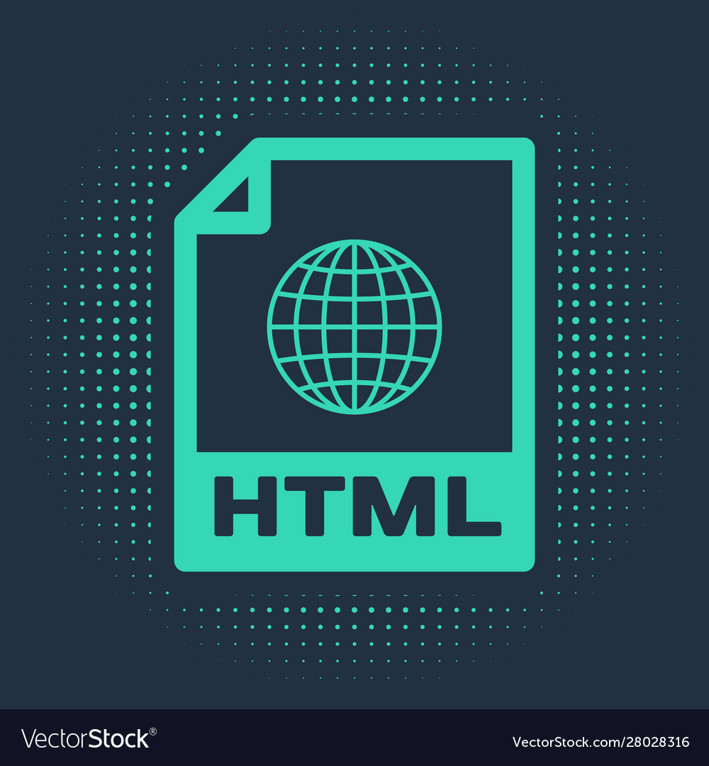 Green html file document download button vector image Green html file document download button