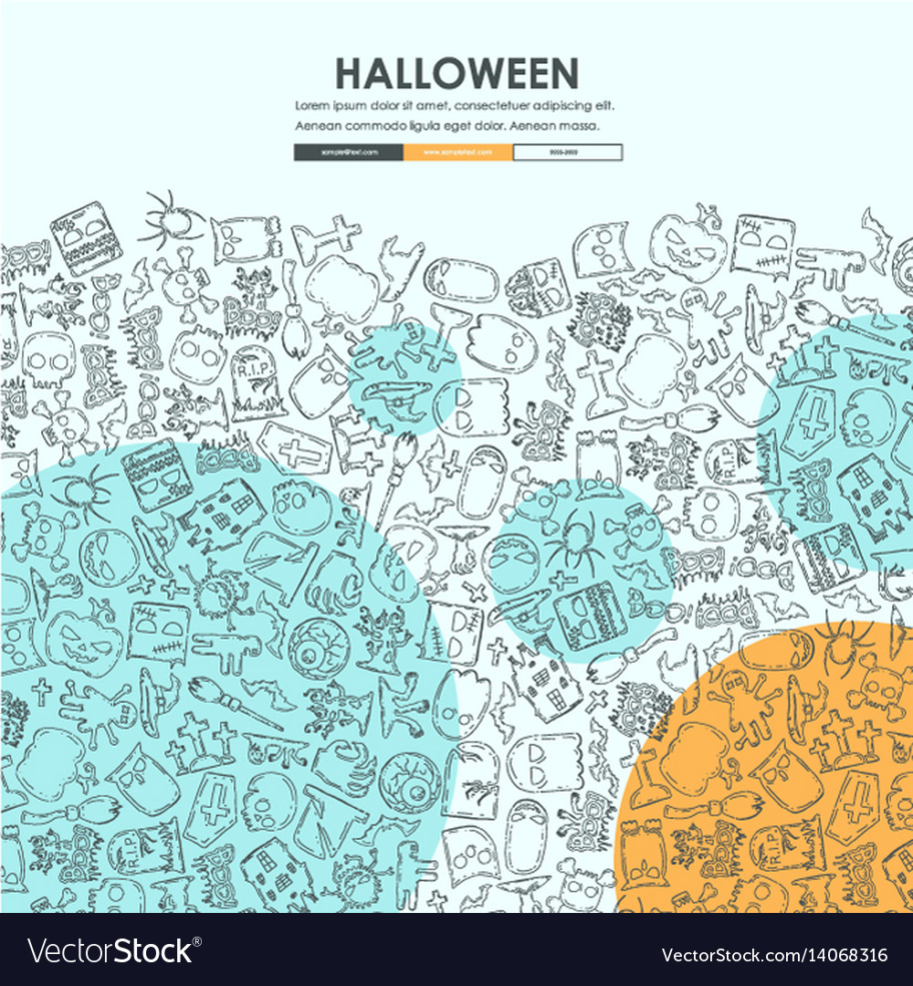 halloween doodle website template design vector image