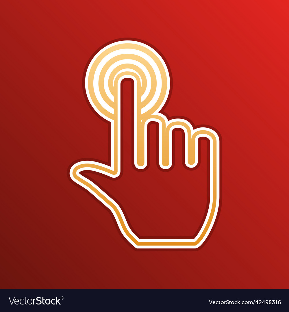 Hand click on button golden gradient icon vector image Hand click on button golden gradient icon