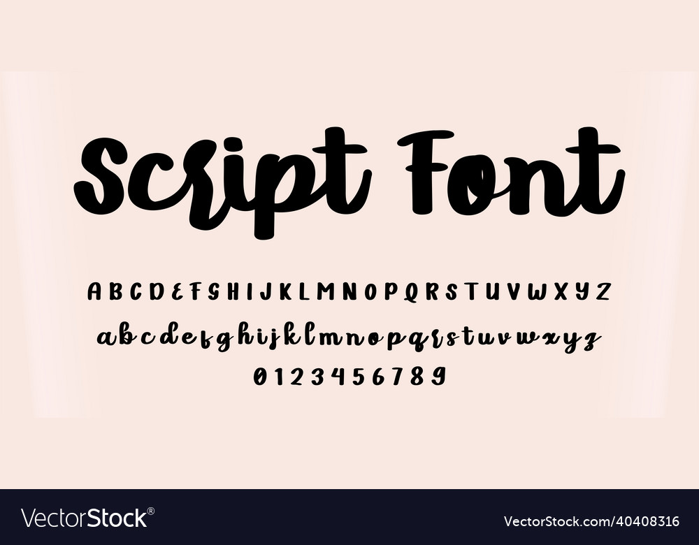 Handwritten script font brush isolated vector image Handwritten script font brush isolated