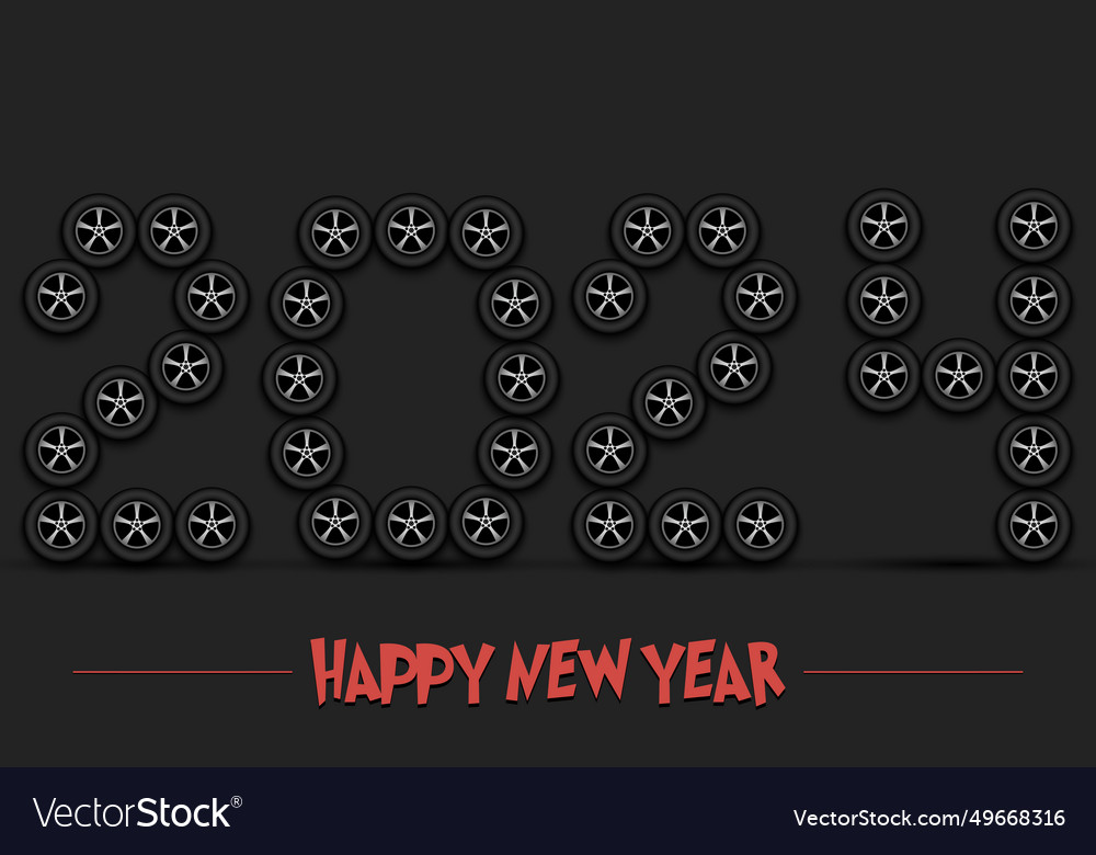 Happy new year 2024 and car wheel