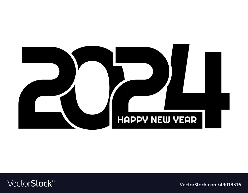 Happy New Year Banner With Black And White Vector Image