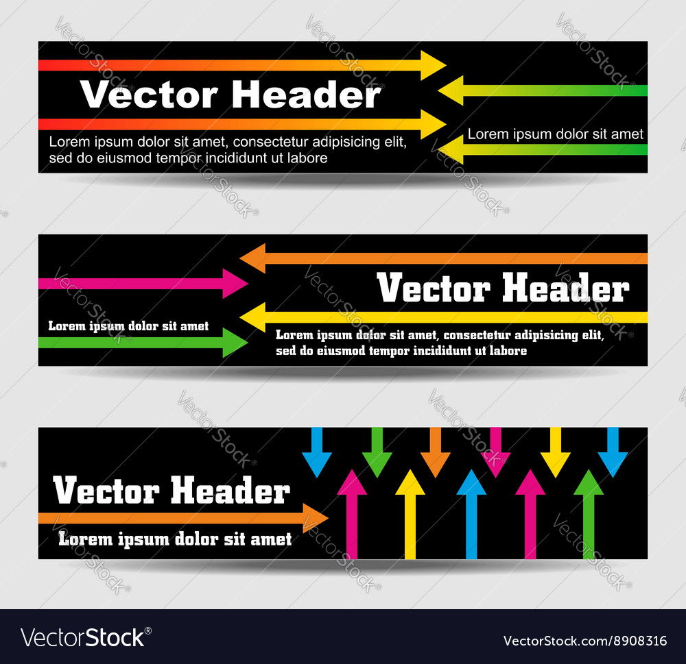 Headers with arrows and text Royalty Free Vector Image