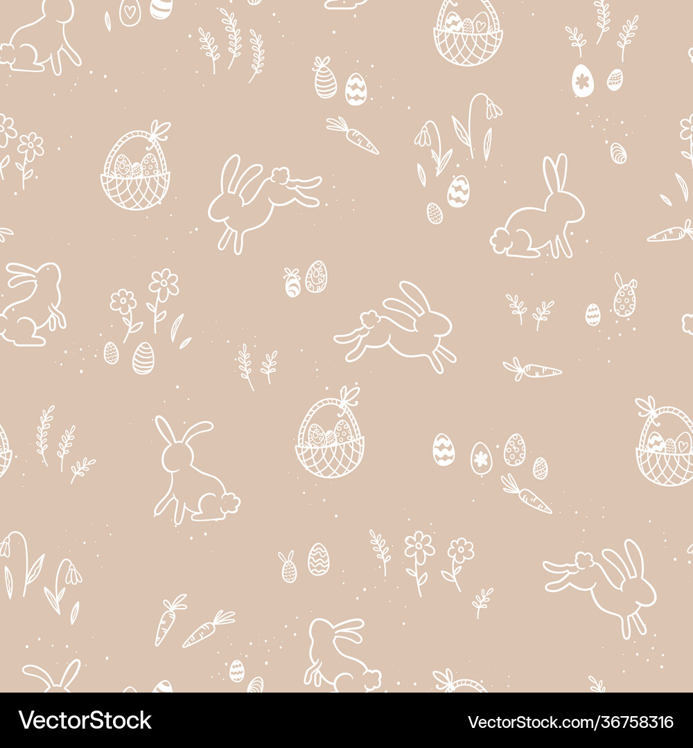 Lovely hand drawn easter seamless pattern cute Vector Image