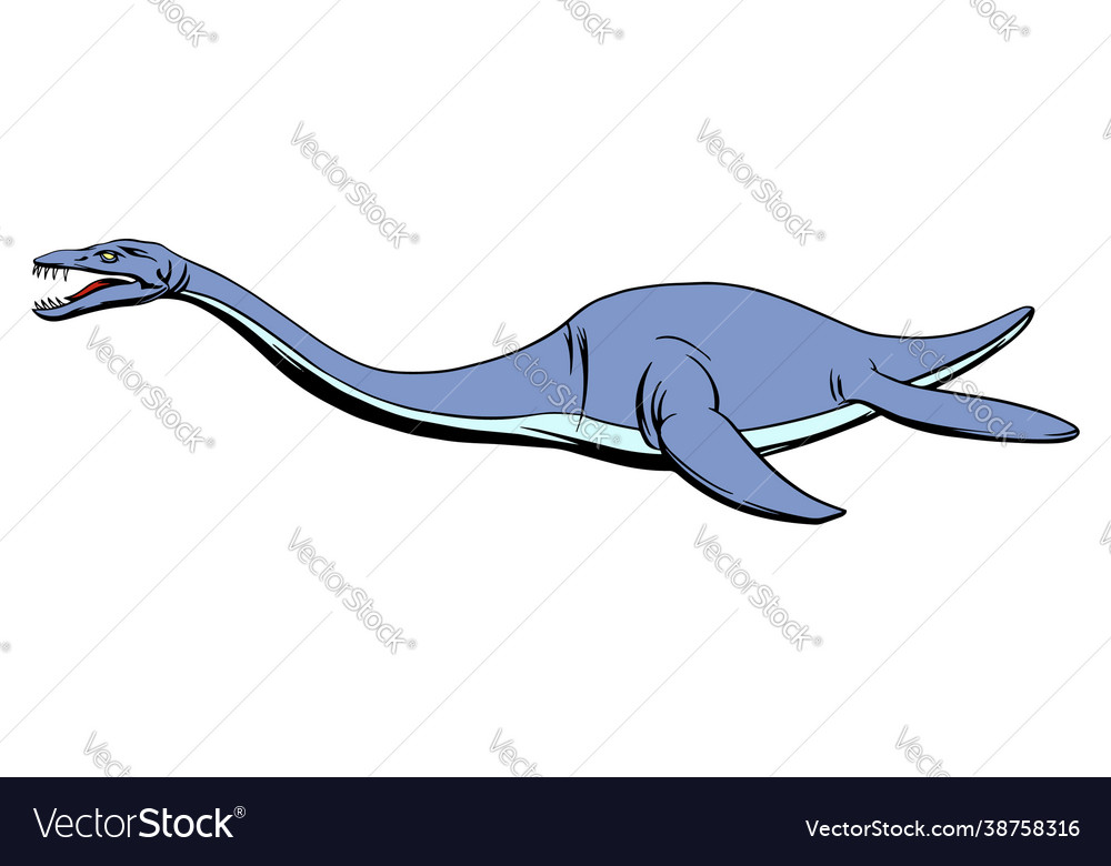 Plesiosaurus in cartoon style for print and design
