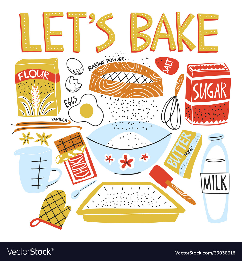 Recipe design with baking essentials cookbook Vector Image