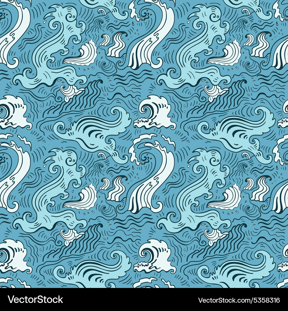 Sea waves seamless background Royalty Free Vector Image