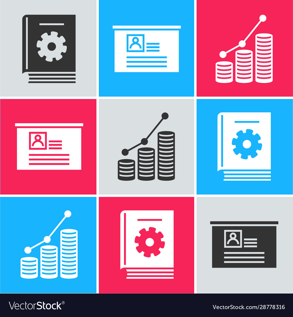 Set user manual board with resume and pie chart vector image Set user manual board with resume and pie chart