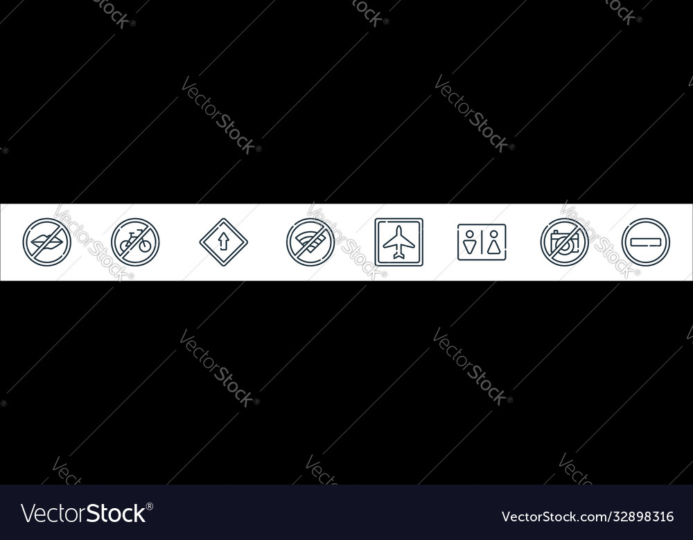 Signals and prohibitions line icons linear set vector image Signals and prohibitions line icons linear set