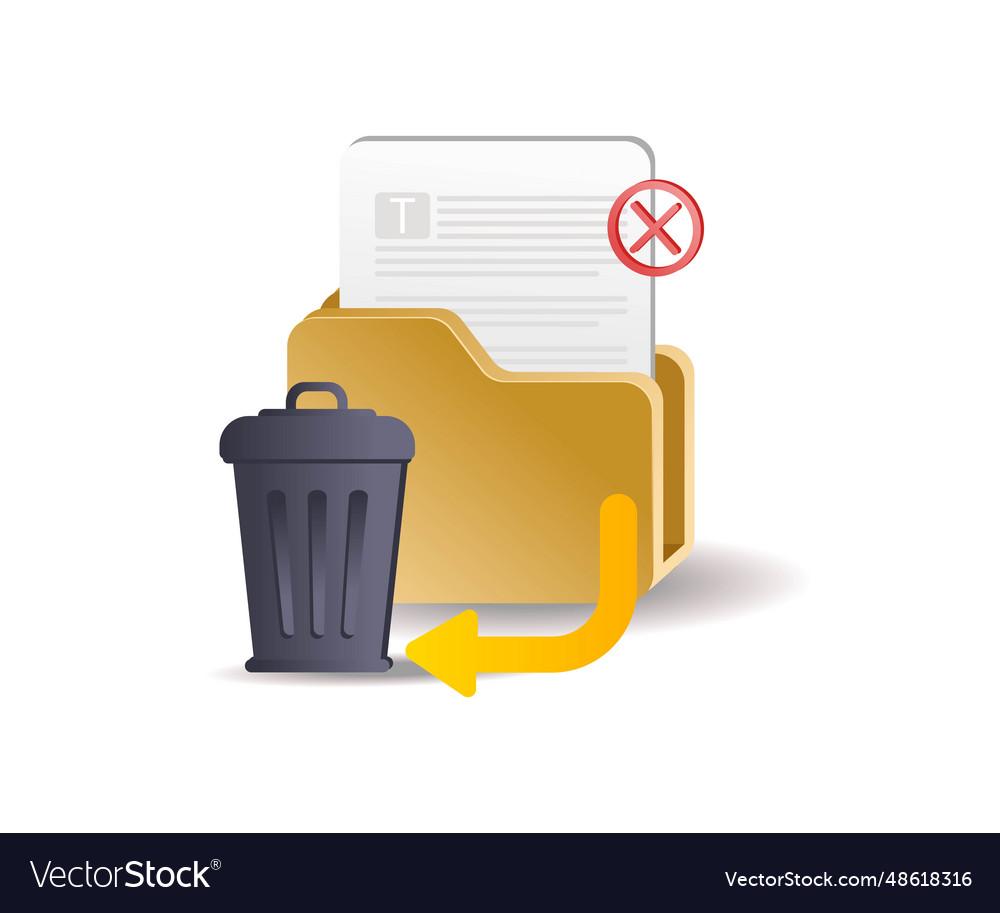 Trash folder data isometric concept Vector Image Trash folder data isometric concept