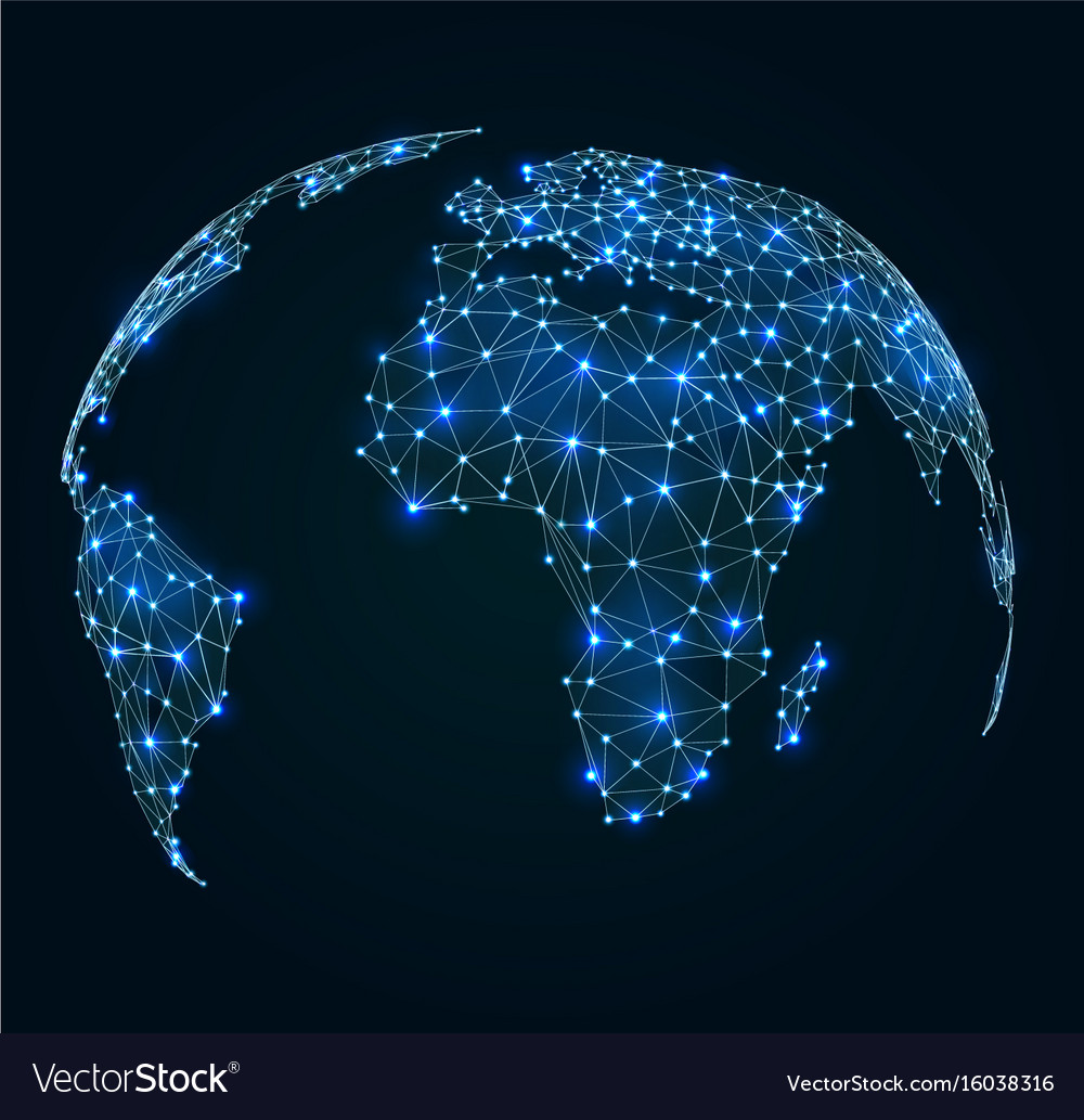 World map with shining points network connections