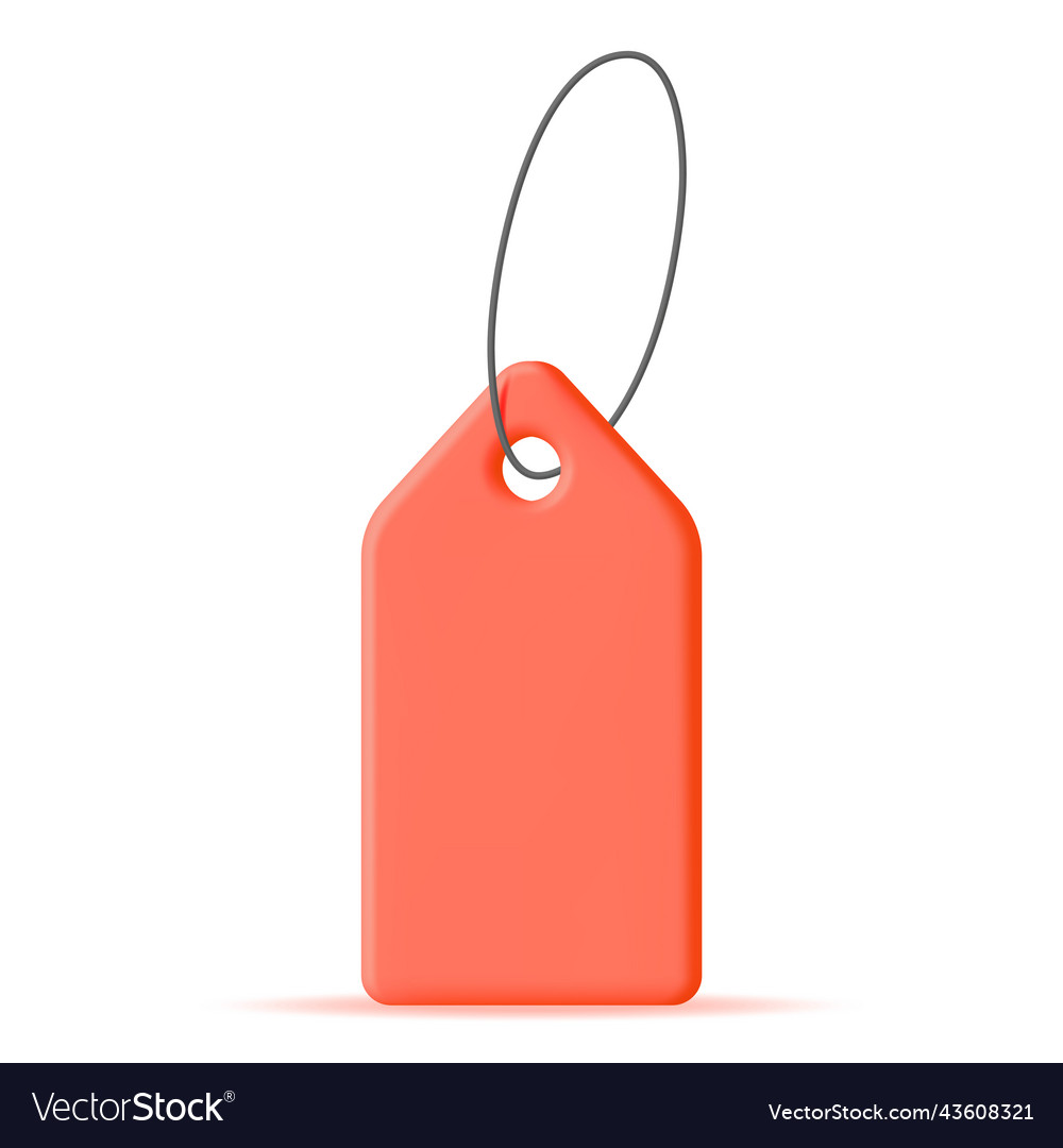 3d red tag with string isolated on white vector image 3d red tag with string isolated on white