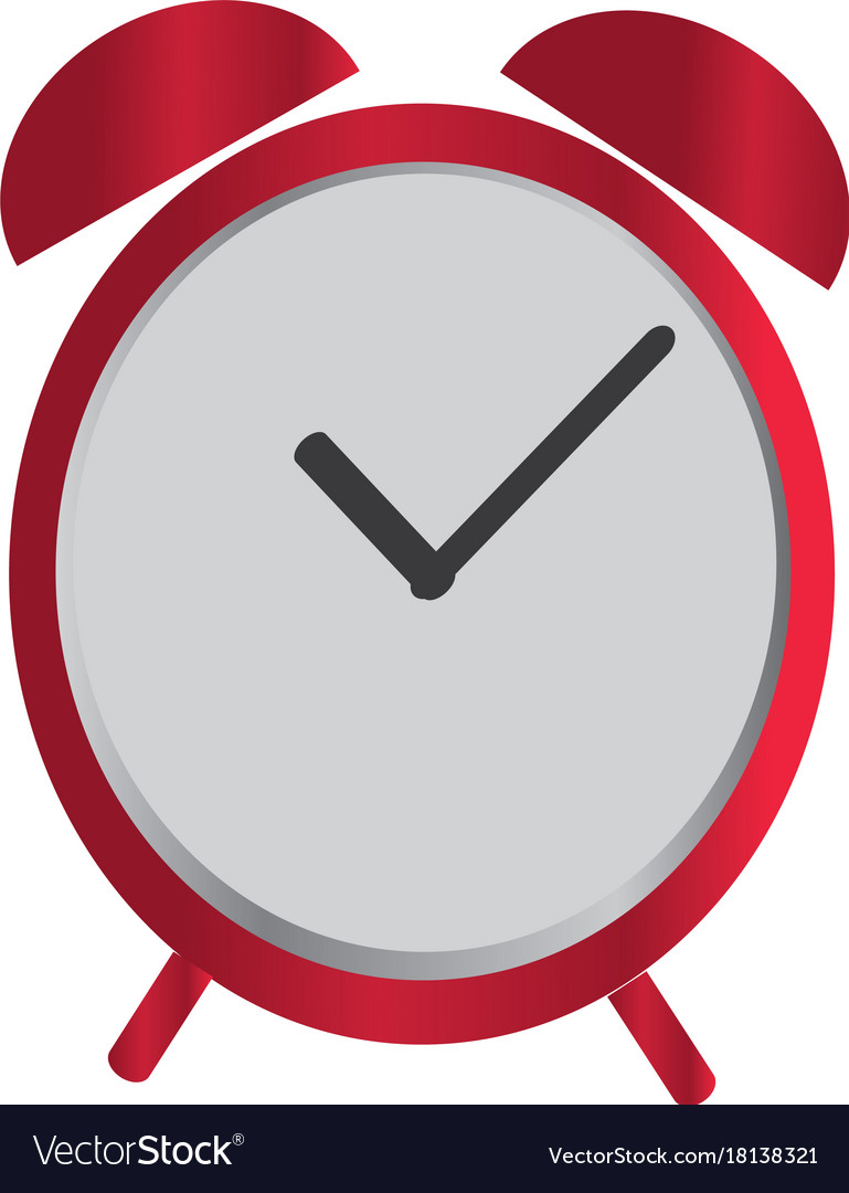 Alarm clock icon in red color isolated background