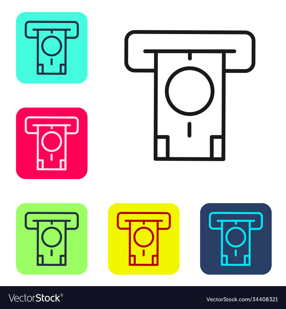 Black line atm - automated teller machine vector image Black line atm - automated teller machine