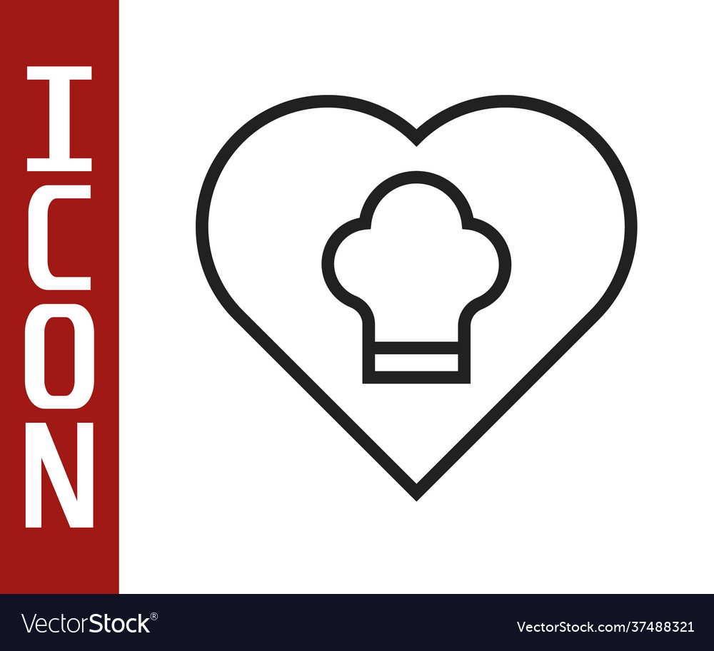 Black line chef hat icon isolated on white