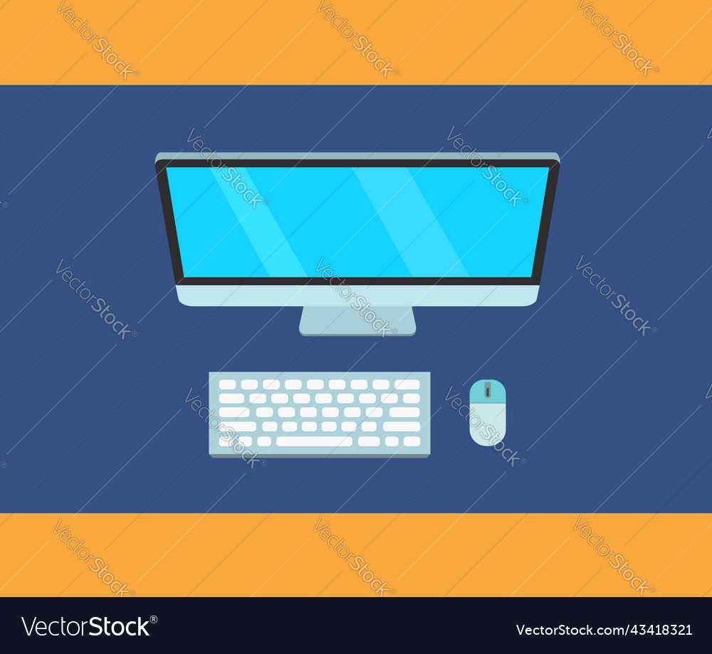 Computer desktop mouse keyboard top perspective vector image Computer desktop mouse keyboard top perspective
