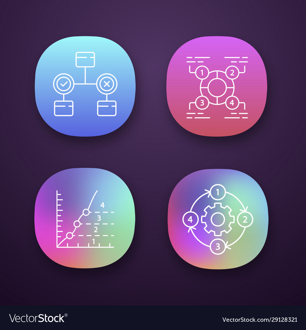 Diagram concepts app icons set decision vector image Diagram concepts app icons set decision