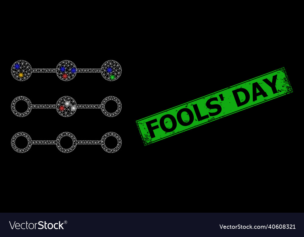 Distress fools day seal with network link lines vector image Distress fools day seal with network link lines