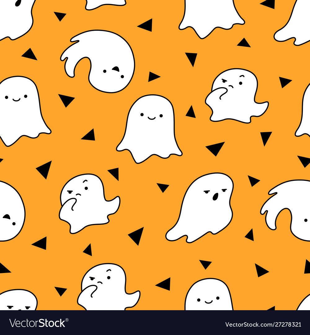 Funny simple seamless halloween pattern with ghost