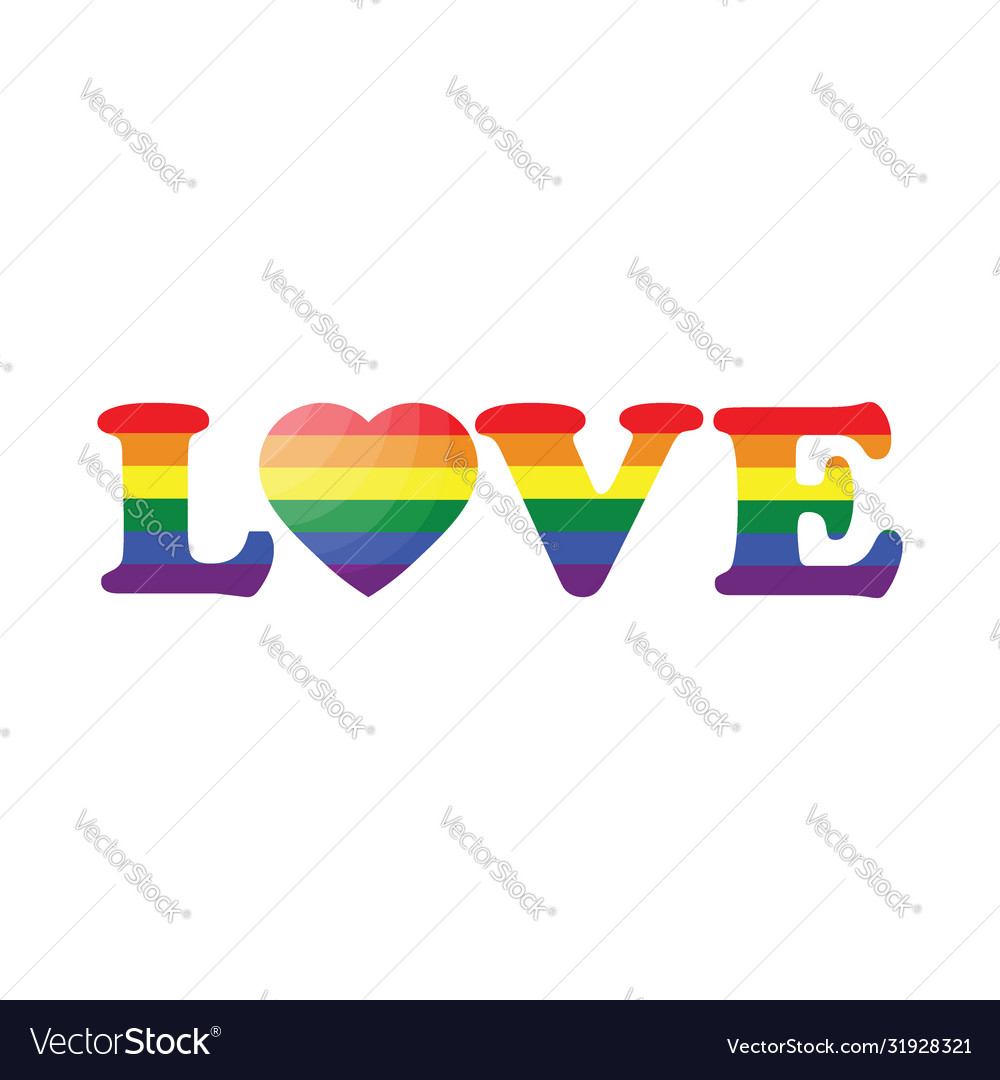 Gay lgbt love text rainbow pride icon logo vector image Gay lgbt love text rainbow pride icon logo