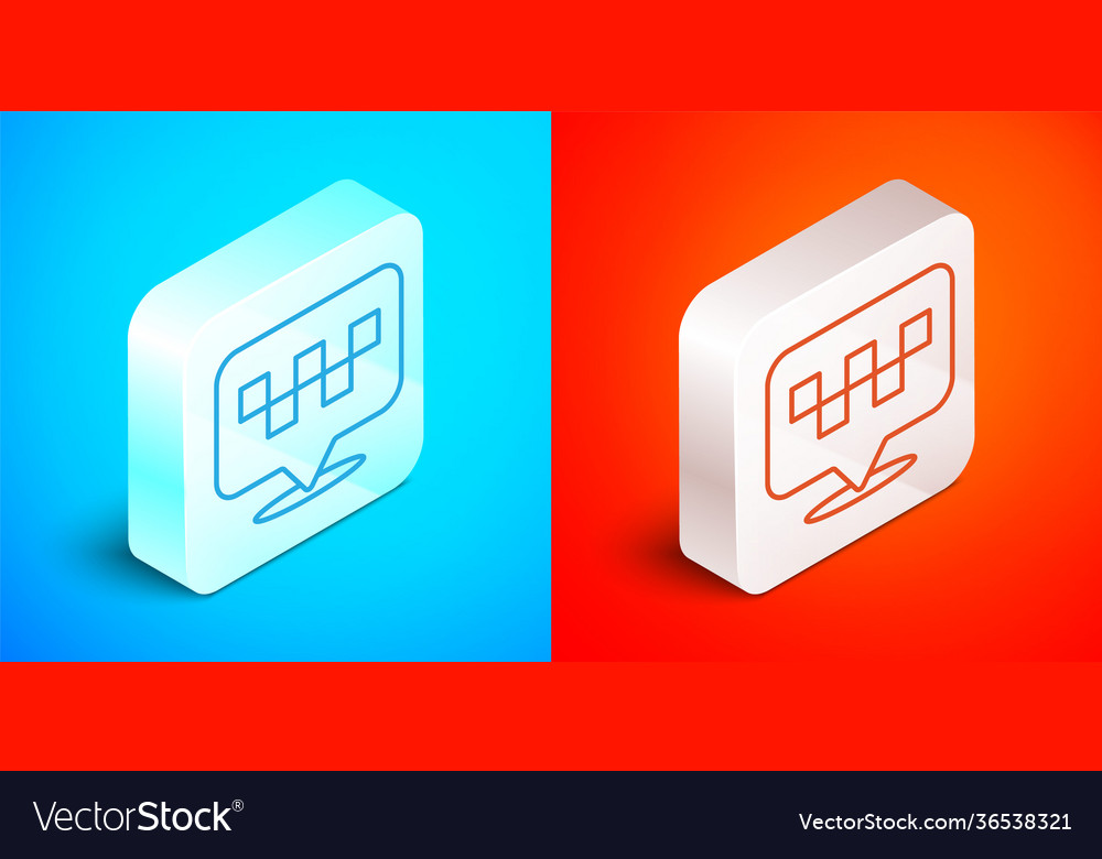 Isometric line map pointer with taxi icon isolated vector image Isometric line map pointer with taxi icon isolated