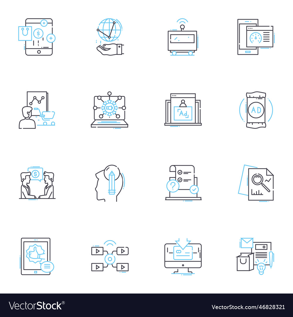 Launch pads linear icons set rocket ignition vector image Launch pads linear icons set rocket ignition