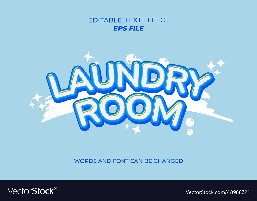 Laundry room text effect font editable typography Vector Image