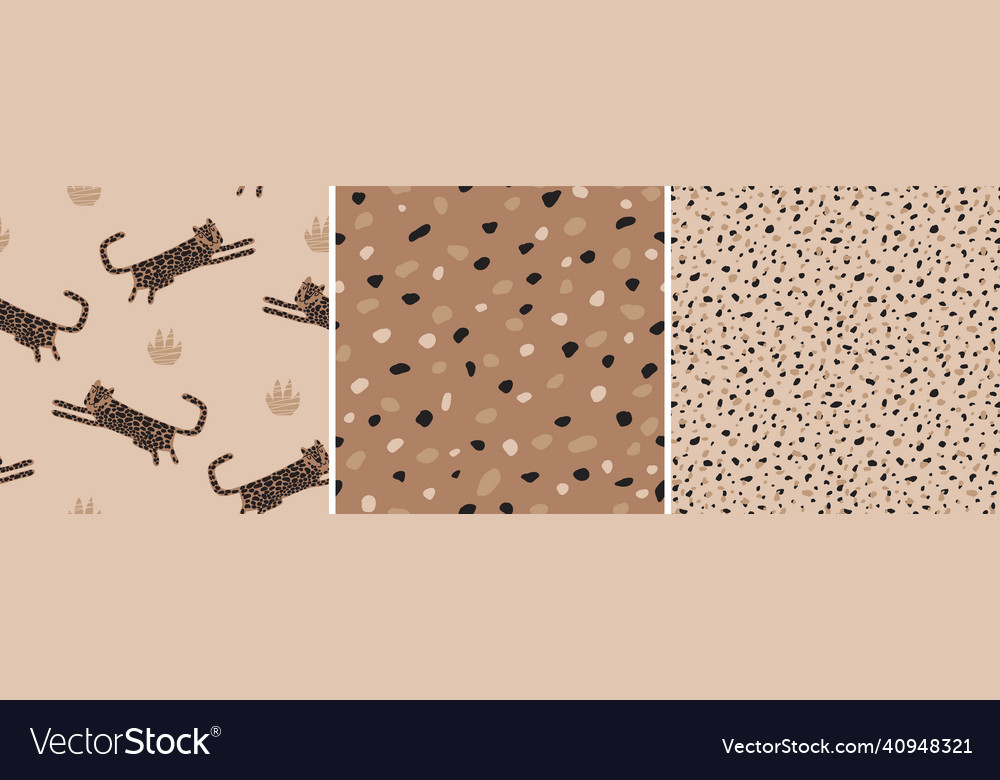 Leopard seamless pattern set animal skint print vector image Leopard seamless pattern set animal skint print