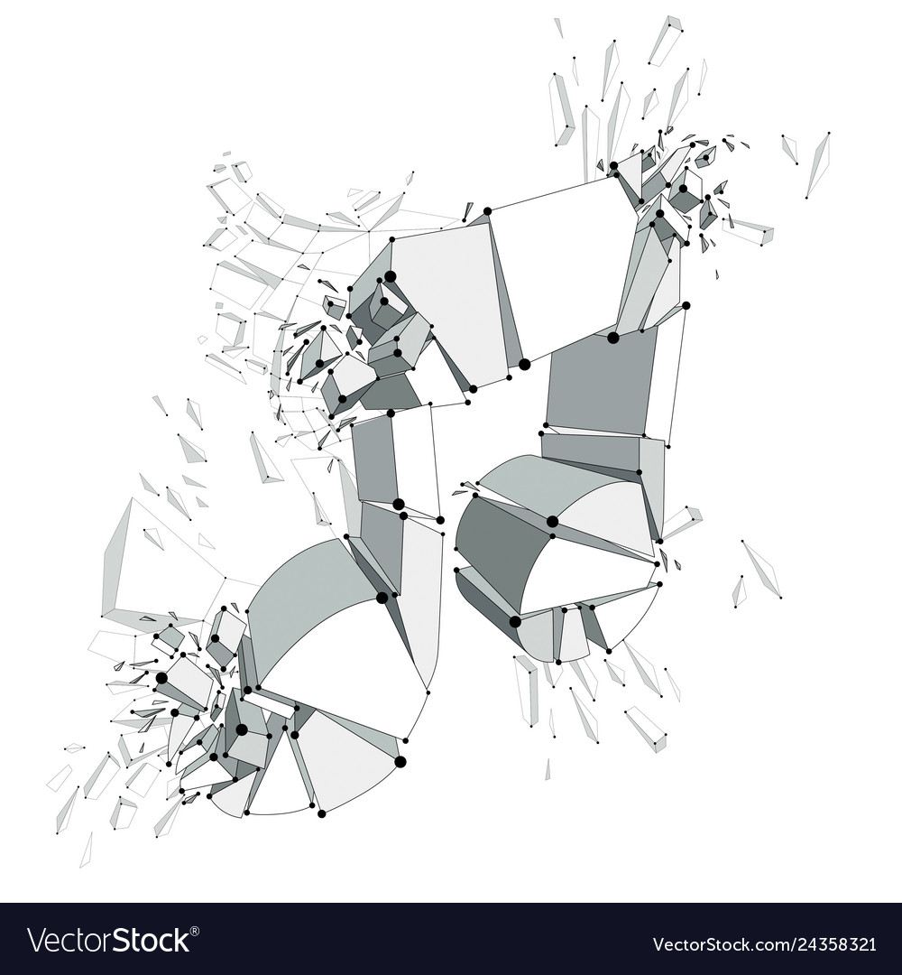 Musical note exploding to pieces 3d realistic vector image Musical note exploding to pieces 3d realistic