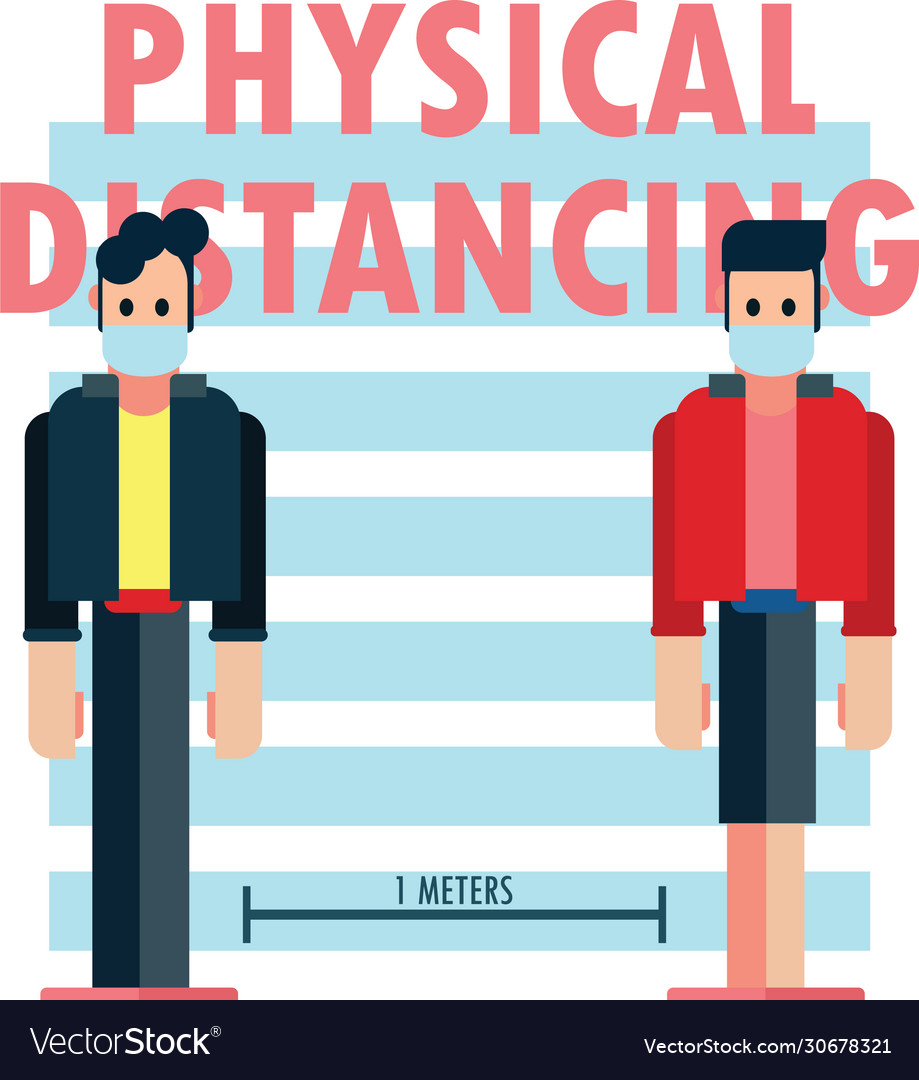 Physical distancing 1 meter cartoon Royalty Free Vector