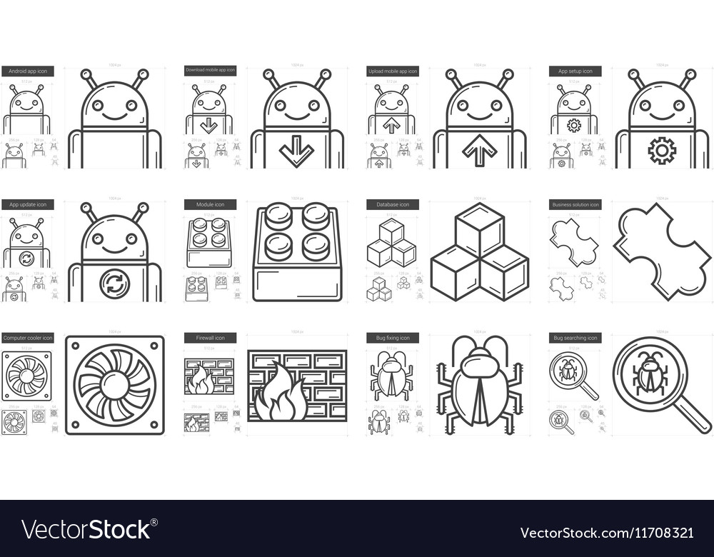 Programming line icon set