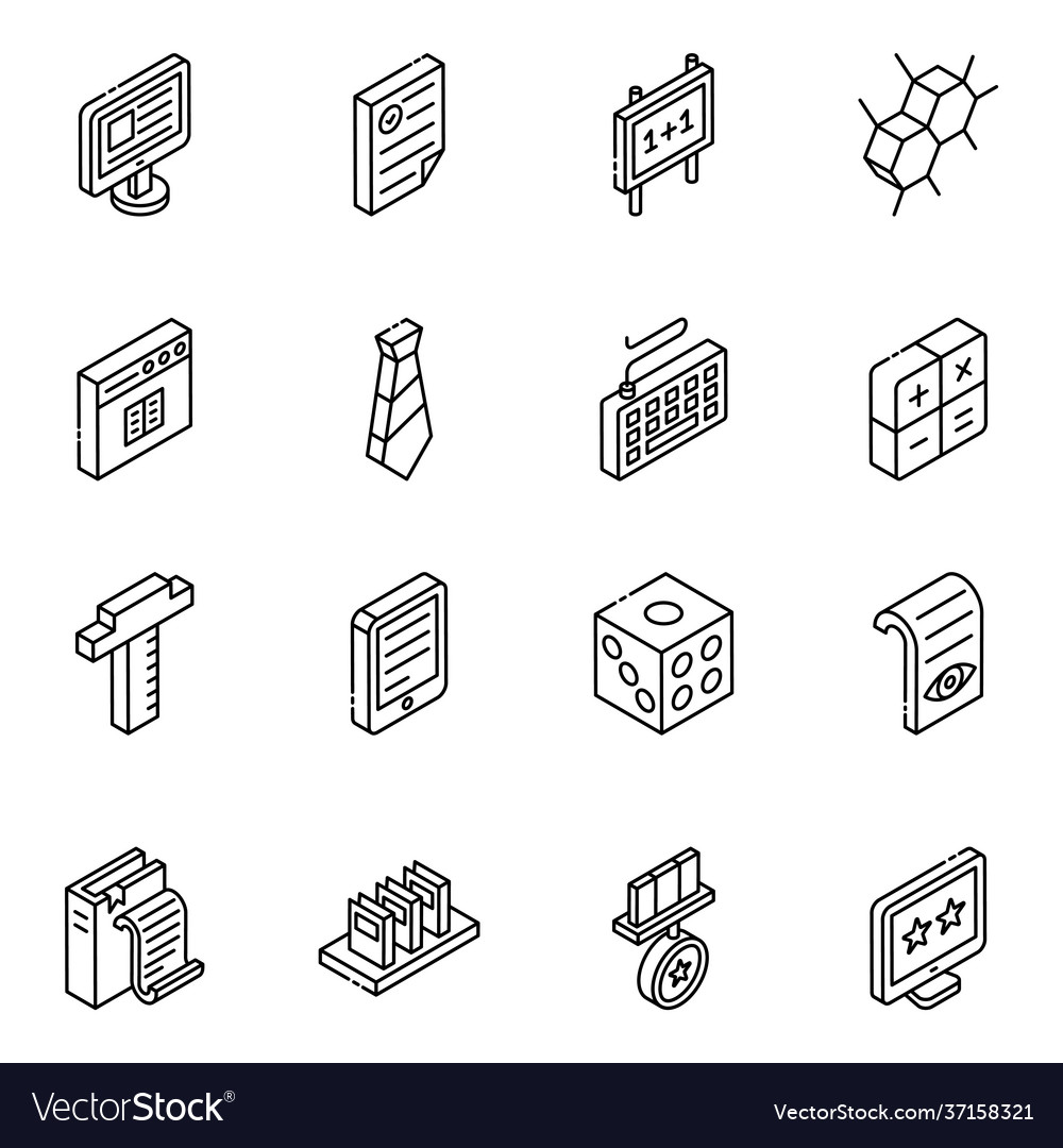 School furniture and e learning linear isometric i