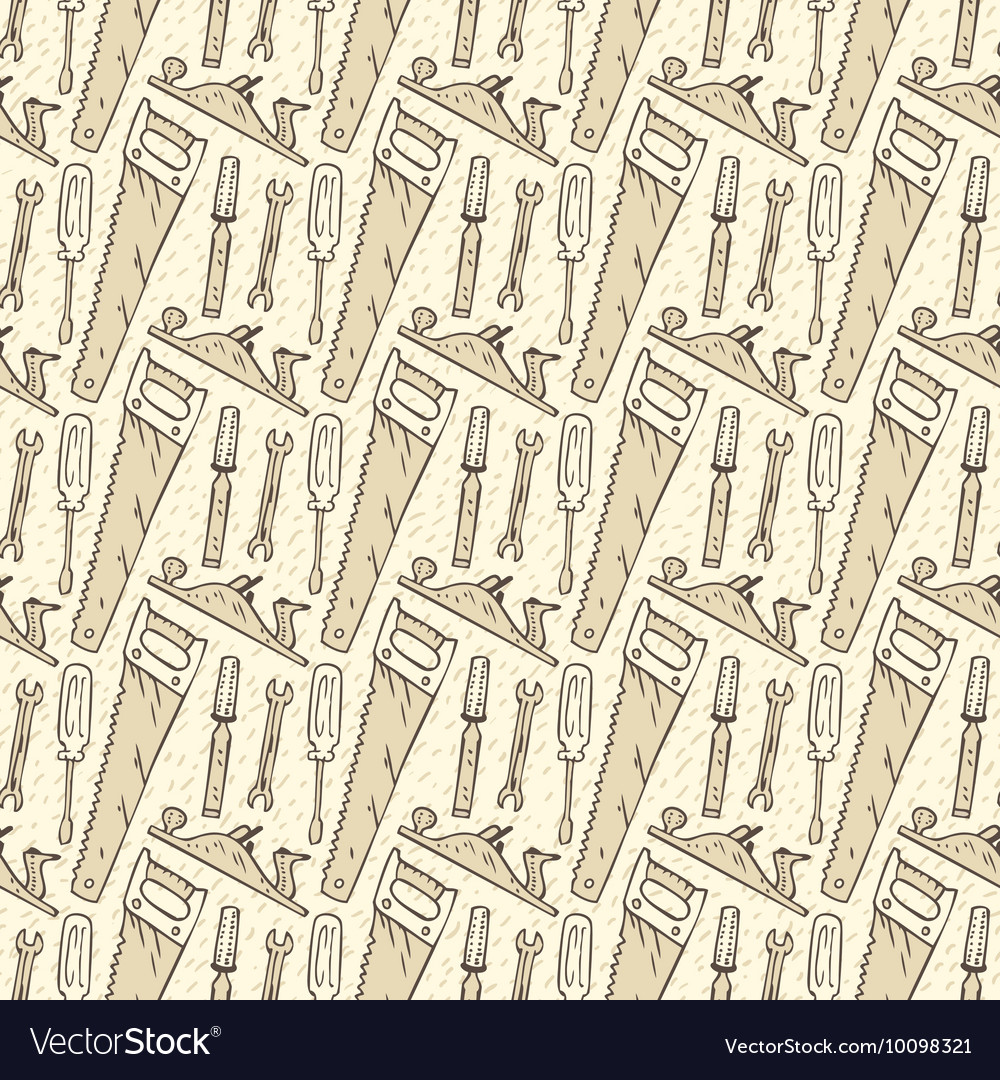 Seamless pattern with tools in retro style
