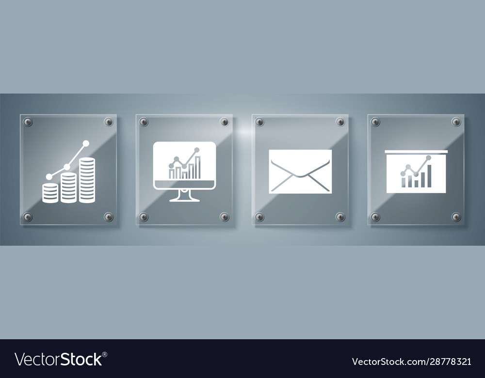 Set board with graph chart envelope computer vector image Set board with graph chart envelope computer