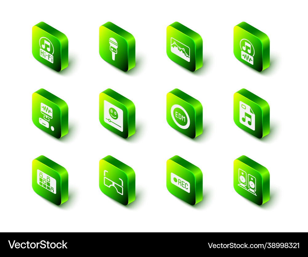 Set microphone music wave equalizer note tone Vector Image