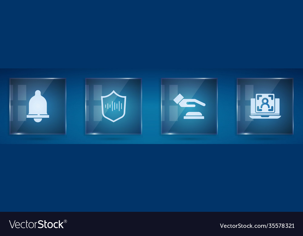 Set motion sensor shield voice recognition palm vector image Set motion sensor shield voice recognition palm