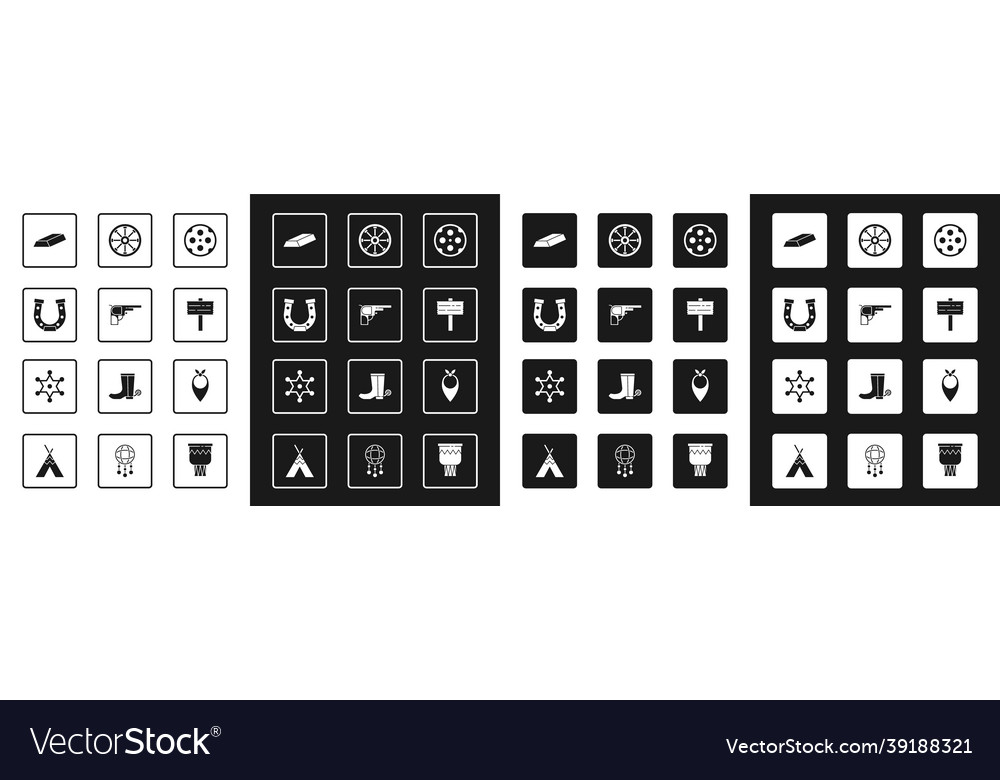 Set revolver cylinder gun horseshoe gold bars vector image Set revolver cylinder gun horseshoe gold bars