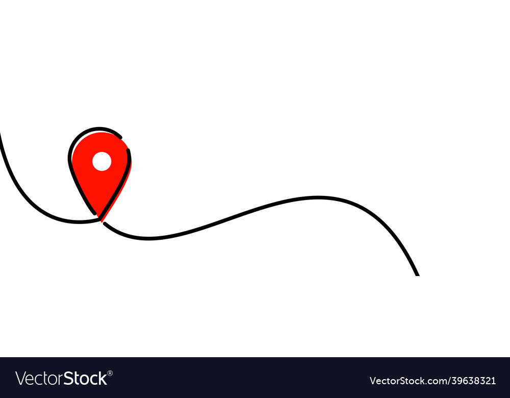 Single line continuous location pointer vector image Single line continuous location pointer