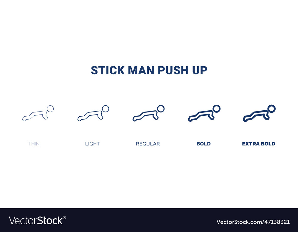 Stick man push up icon thin light regular bold