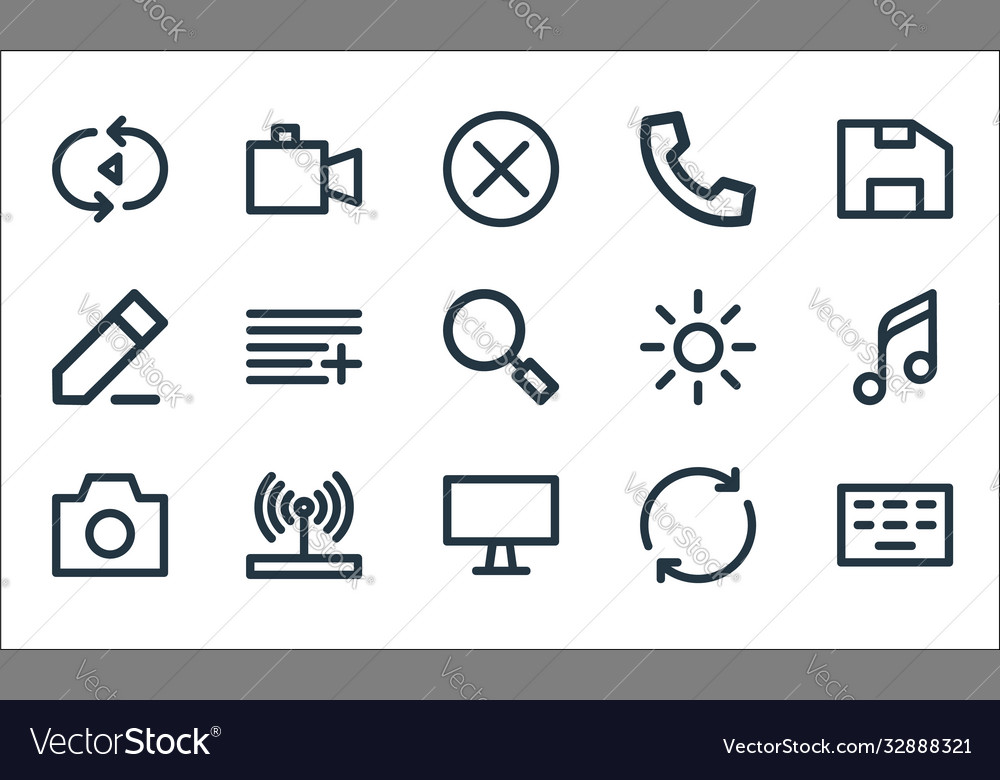 User interface line icons linear set quality Vector Image User interface line icons linear set quality